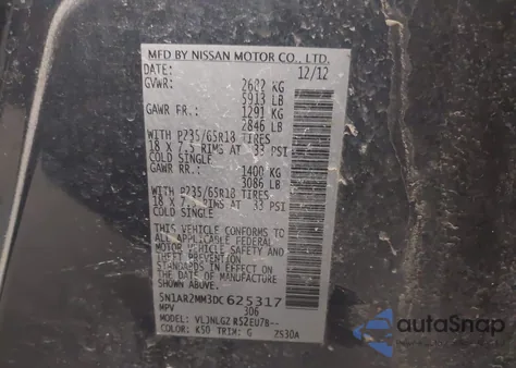 2013 Nissan Pathfinder Sl from USA, damaged, VIN 5N1AR2MM3DC625317